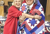 James Woomack is happy to receive a Quilt of Valor.