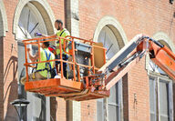 Workers continue efforts to improve the Buri Building in Colfax.