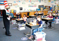 Washtucna Principal reads Dr. Seuss to Mrs. Sitton’s K-2 students March 2.